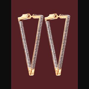 Nickho Rey Rose Gold 14k Vermeil 925 Sterling Silver Crystal 72mm Drop Earrings